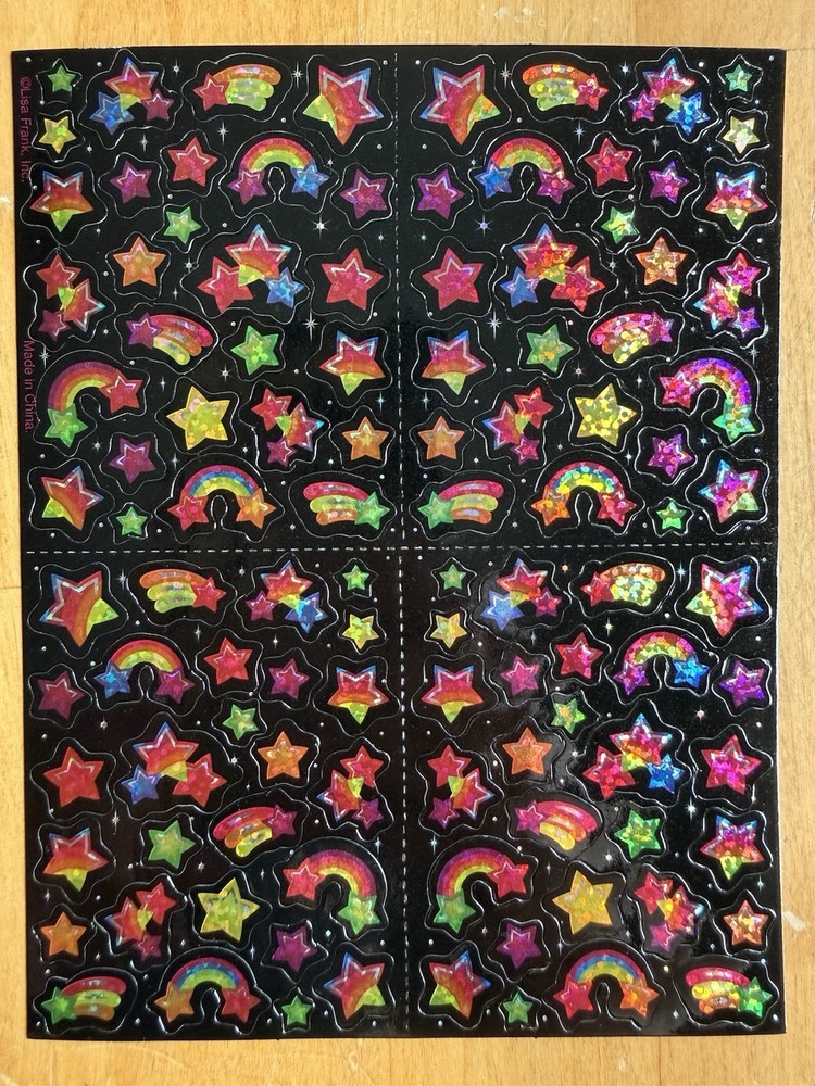 Lisa Frank Sparkly Stars Sticker Sheet Complete