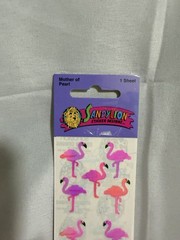 Rare Vintage Stickers NIP Sandy Lion Mother Of Pearl Opal Iridescent Flamingo