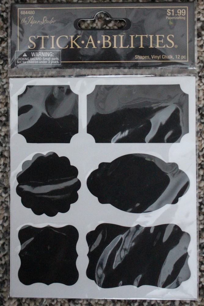 New Scrapbooking Stickers Paper Studio VINYL CHALK SHAPES 2 sheets 12 stickers