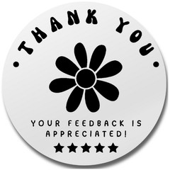 50 Thank You Stickers 2” Round Holographic Feedback Labels for Packages