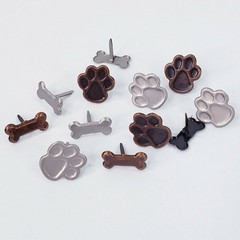 12 Dog Paw Bone Brads Antique Bronze Pewter Cardmaking Scrapbooking Paper Crafts
