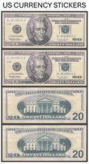 $20 Twenty Dollar 1996 Federal Reserve Note (US CURRENCY STICKERS) (Lot OF 2)