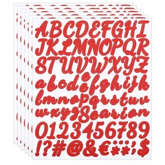 Alphabet Letters Numbers Stickers, 6 Sheets Self Adhesive Cursive Decal, Red