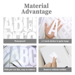 5 Inch Letter Stickers, 122 Pieces Self Adhesive Alphabet Number Sticker for Mai