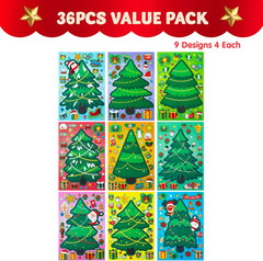 36 Pcs Christmas Tree Stickers Make Your Own Xmas Stocking Stuffers, Holiday Pre