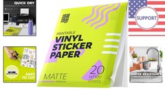 20-Sheet Waterproof Printable Vinyl Sticker Paper – 8.5×11, Matte Finish
