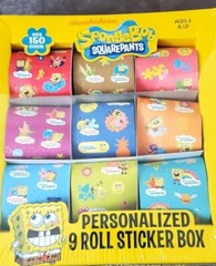 nickelodeon Spongebob Sticker Rolls – Spongebob Rolled Sticker Box (9Rolls) New