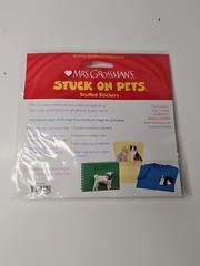 Mrs Grossman’s Stuck on Pets Stuffed Cat Sticker Gray Brown Chest Puffy Fuzzy