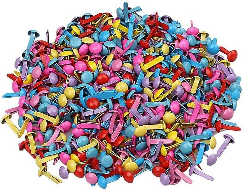 200 PCS Multicolor Mini Metal Round Brads Paper Fasteners Scrapbooking DIY