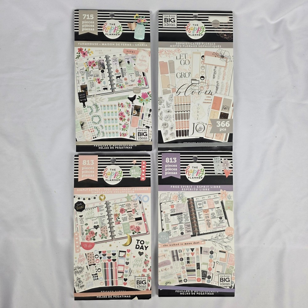 Lot of 4 HAPPY PLANNER Stickers, Neutral Pastel Pink Themes, almost 3000 pieces