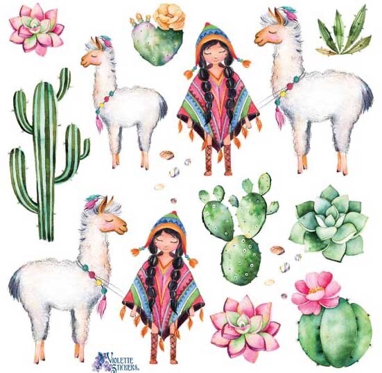 Violette Stickers Llama Cactus Party Crafts Planner Supply Scrapbook