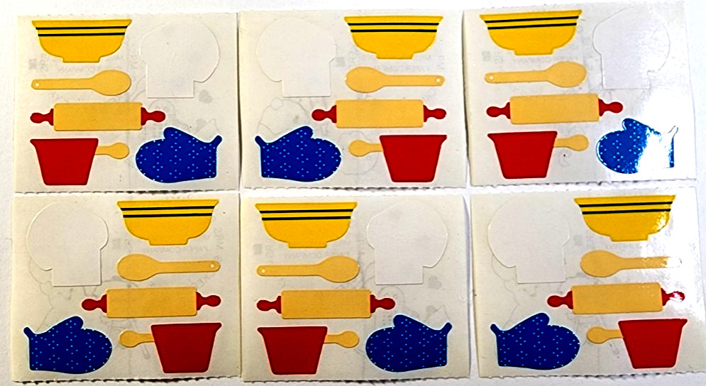 Vintage 1984 Mrs Grossman Stickers Baking Cooking Kitchen Chef 6 Panels RARE NEW