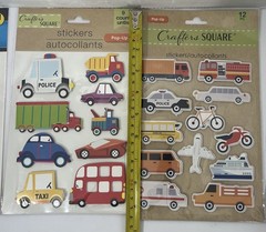 Transportation Pop Up Stickers 3 Sheets Approx 2-3×1-2 Inch Car Plane Truck Boat