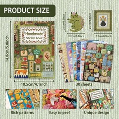 Bomichi Japanese Embroidered Sticker Book, Animal and Plant Theme 680+ Pcs C…