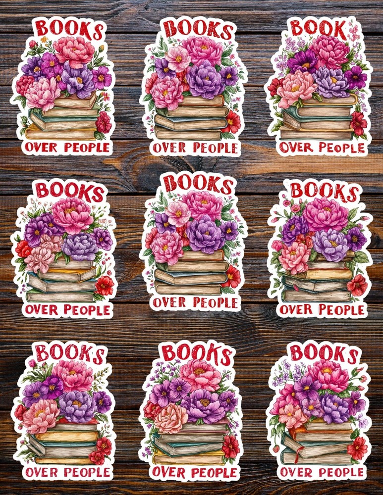 Books Over People Die Cut Vinyl Stickers Scrapbooking Laptop Waterbottle