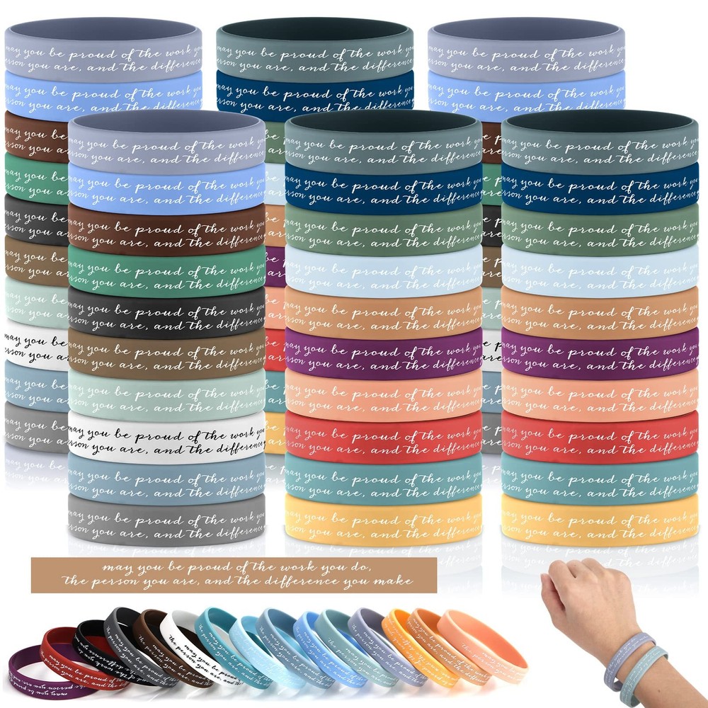 100 Pcs Motivational Bracelets Bulk Gifts Inspirational Silicone Bracelets Co…
