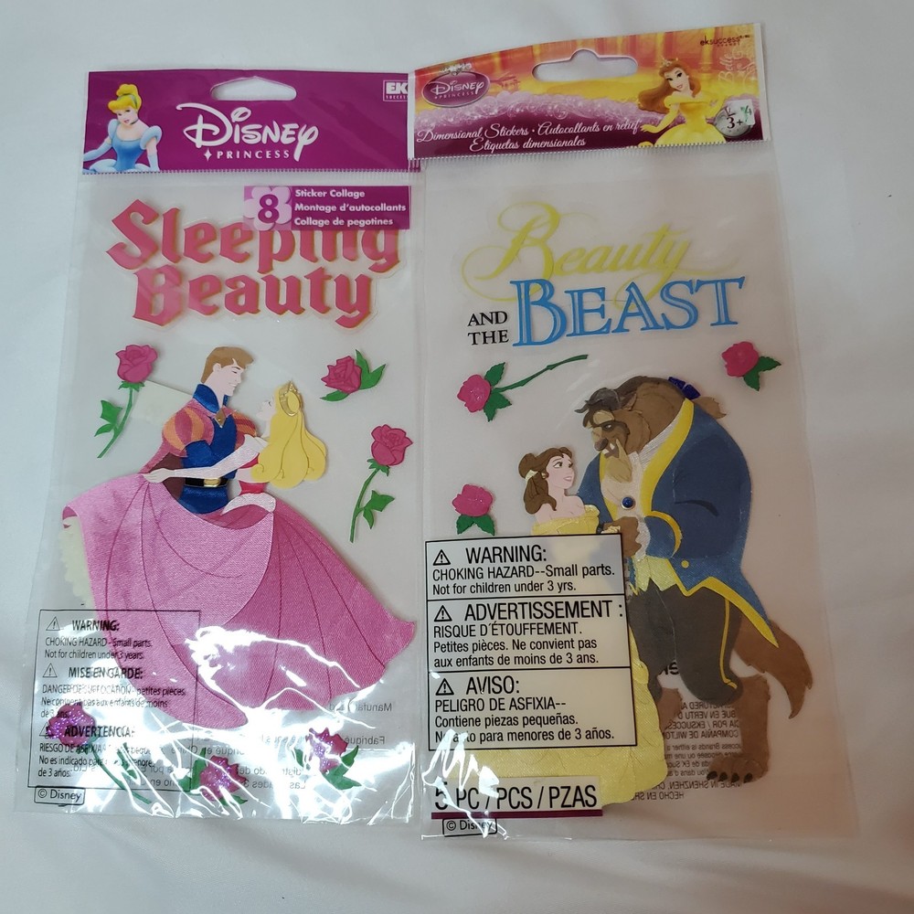 DISNEY Sleeping Beauty AURORA & PRINCE DANCING And Beauty Beast Sticker Set