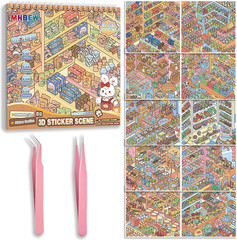 10 Sets Big DIY 3D Sticker Scene Book for Kids Adults Make Your Own Shop House S