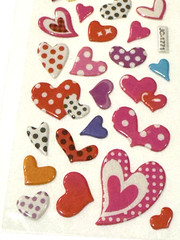 Heart Stickers Valentine Love Pink Red Purple Polka Dot Craft Lot of 2 NEW READ