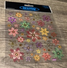Crafts Stickers Colorful Flowers Gold Trim Multicolor Scrapbook Reading Journal