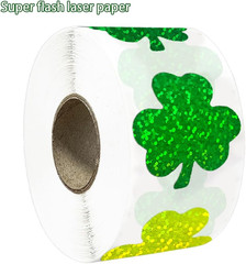 St. Patrick’S Day Stickers, 3 Colors, 1.5 Inch Self-Adhesive Shamrocks Roll