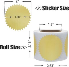 Hybsk 300Pcs Notary Seals 2 Inch Embossing Stickers Gold Metallic Certificate Se