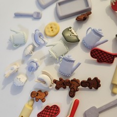 UNUSED Decorative Buttons BAKING COOKIES TEA SET Crafts Sewing Scrapbook