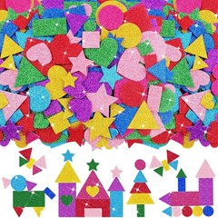 1000 Pcs Glitter Foam Stickers – Colorful Self-Adhesive Geometric Art Supplies