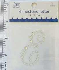 Letter Cursive E Rhinestone Sticker 2″ Clear Crystal Scrapbook Monogram Bling
