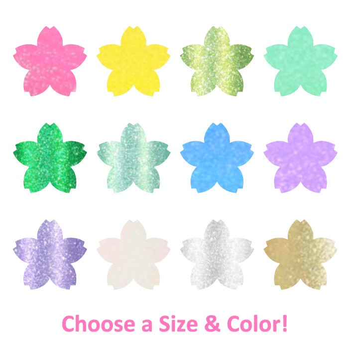 Glitter Cherry Blossom Stickers! – 0.5 to 3 inch – Choose a Size & Color!
