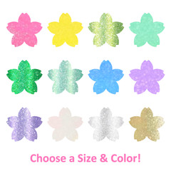Glitter Cherry Blossom Stickers! – 0.5 to 3 inch – Choose a Size & Color!