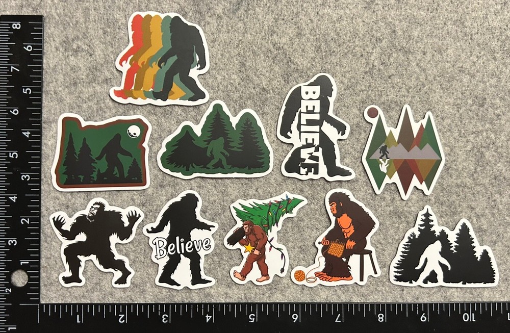 Lot of 10 Assorted Outdoor Sasquatch Yeti Swamp Ape Believe Stickers