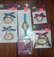 Tim Holtz Blue Moon Beads Scrapbooking Embellishments Lot Metal Keys Gears