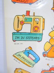 Hallmark 1983 Sticker Sheet Vintage Funny Appliances with Faces Puns Unused