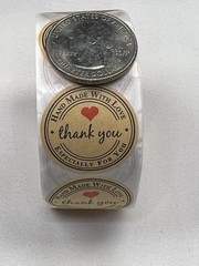 25mm Hand Made With Love Especially for You Thank You Stickers 500/Roll