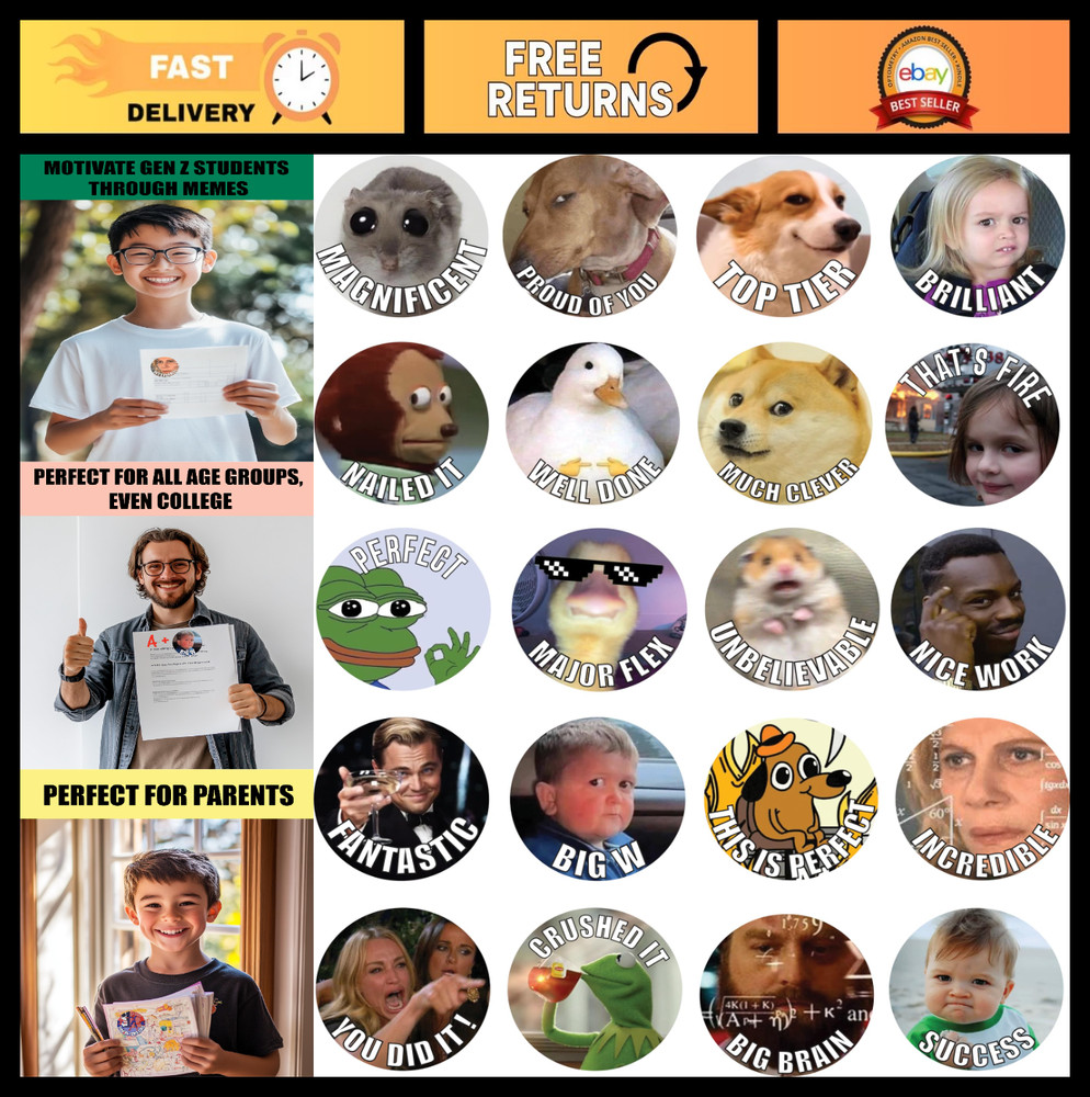 300 Pcs Funny Meme Teacher Reward Stickers – Positive Motivation for Kids & Teen