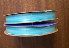 Offray Straight’n Narrow-5/16inx9ft Each (2 Spools)-100% polyester-Greenish/Blue