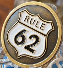 Rule 62 AA Medallion Distressed Black White Color Road Sign Sobriety Chip