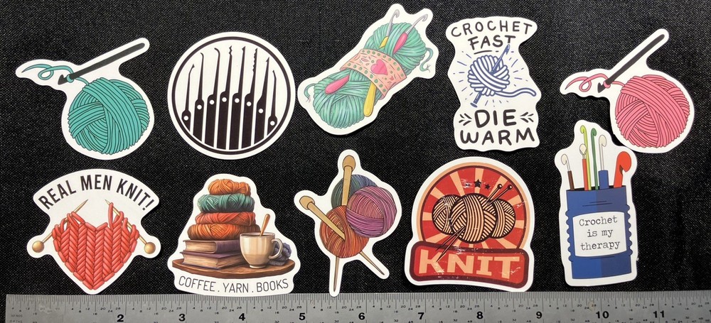 LOT OF 10 pcs CROCHET knitting yarn needles hobby crafting hobbies decals