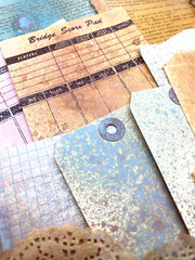 Dyed Vintage Style Ephemera 24 Pc Sampler Pack Book Pages Glassine Bags Tickets