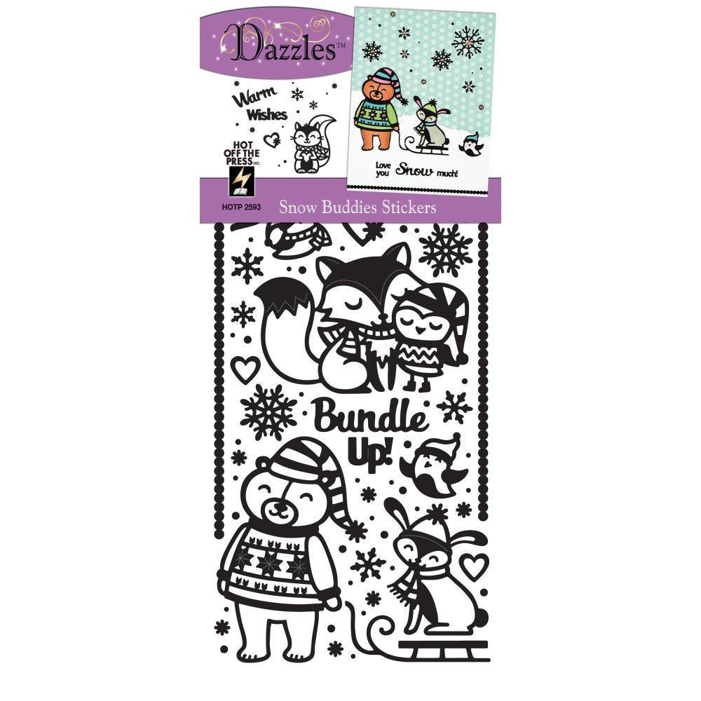 Scrapbooking Crafts Stickers Dazzles Black Snow Buddies Fox Bear Bunny Bundle Up