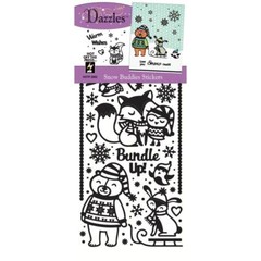 Scrapbooking Crafts Stickers Dazzles Black Snow Buddies Fox Bear Bunny Bundle Up
