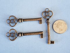 3 pcs of Skeleton Pendant Antique Bronze Charms, Jewelry Findings, Steampunk