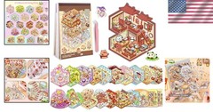 20 Sets DIY 3D Sticker Scene Collection Book, Miniature Cute Cartoon Animal Stic