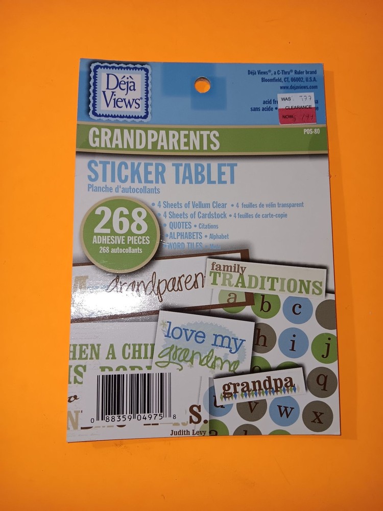 Deja Views Sticker Tablet Grandparents 268 Adhesive Pieces Scrapbook Stickers