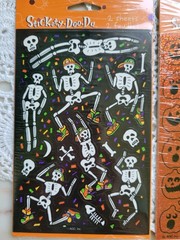 Vintage NIP Stickety-Doo-Da Halloween Skeleton Pumpkin Stickers Lot 8 Sheets