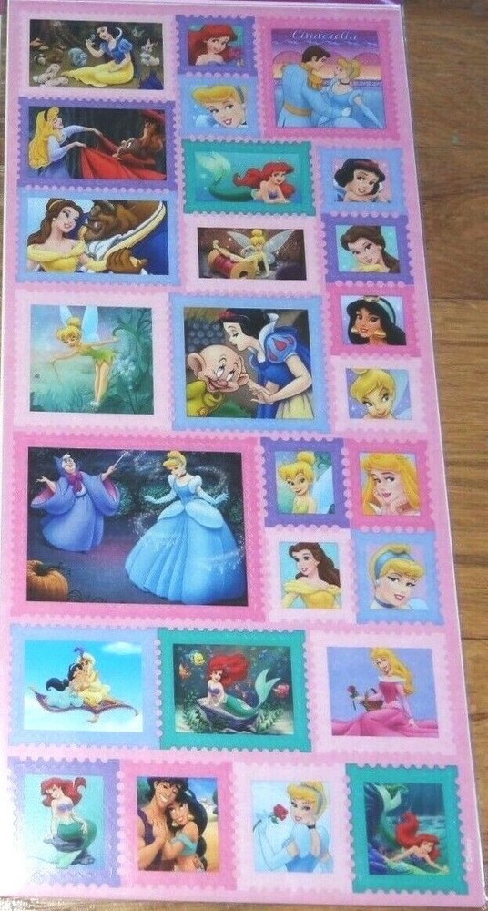 DISNEY Princess Cinderella Ariel Belle Aurora Jasmine Snow White Stamp Stickers