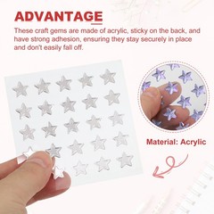 5 Sheet Star Gem Stickers 10mm, Self Adhesive Jewel Sticker Light Purple