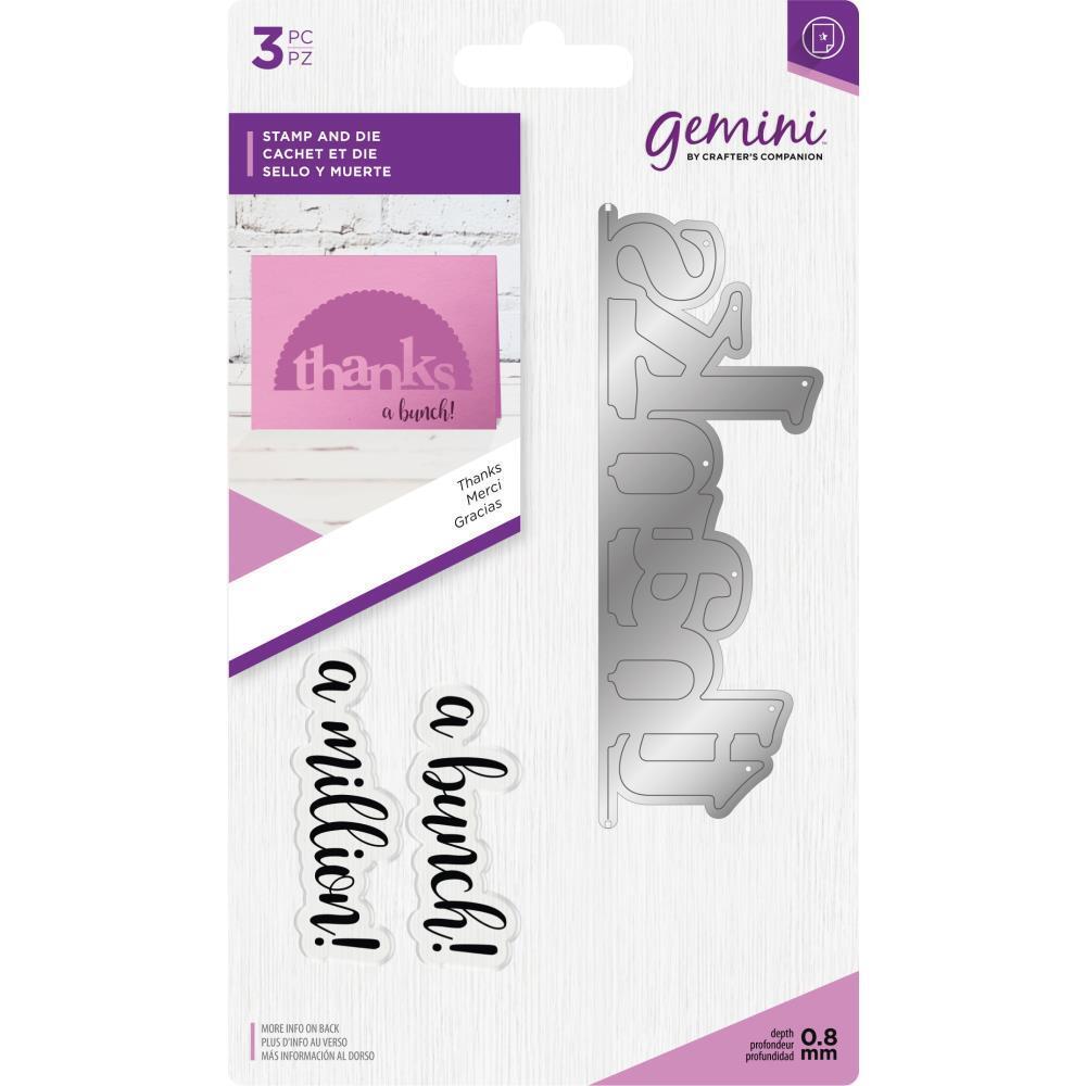 New Crafter’s Companion clear cling rubber Stamps & Die set THANKS free USA ship