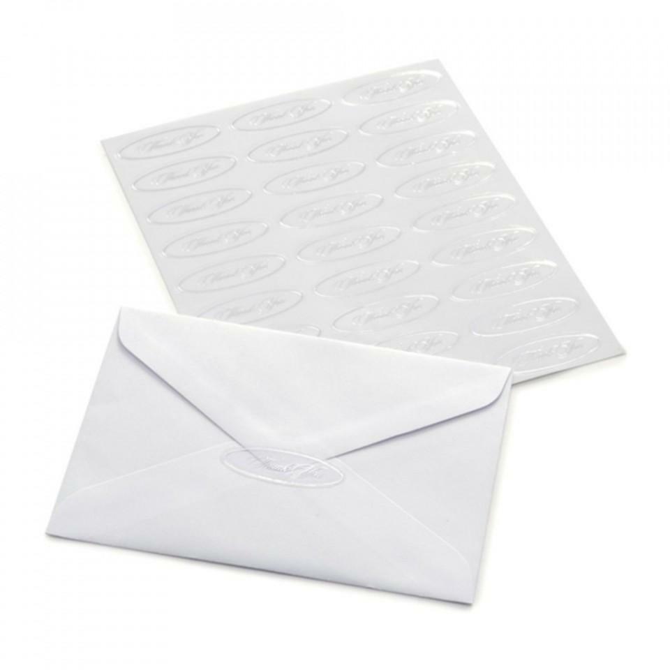 Oval Sticker Seals – Silver Thank You x 25 qty
